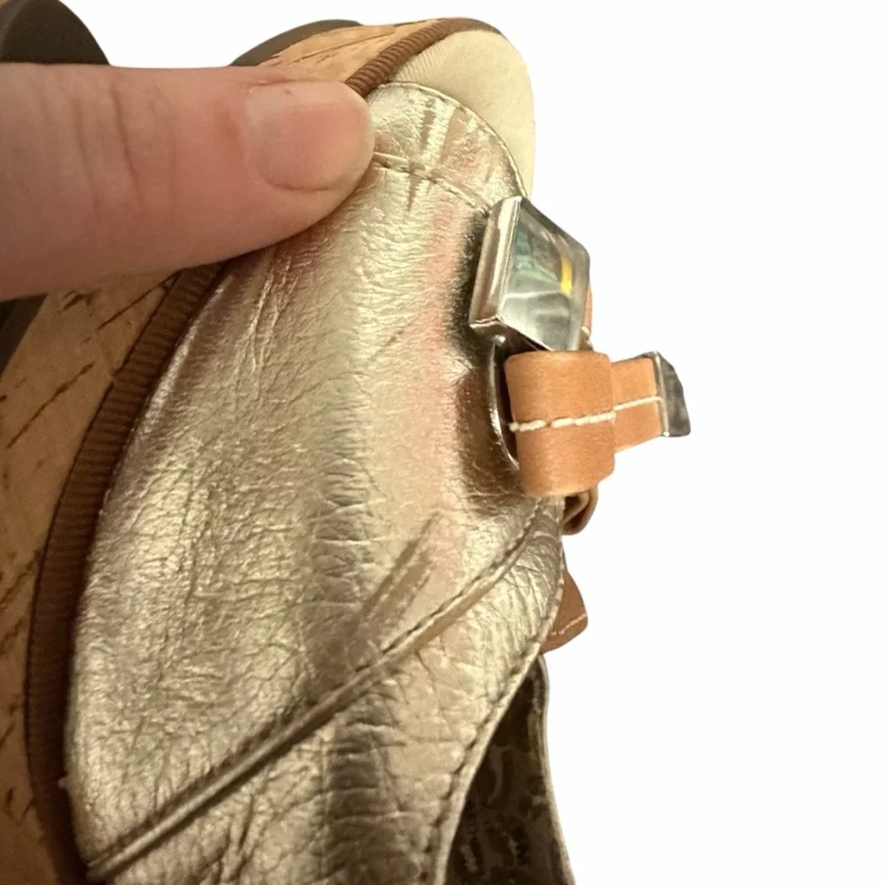 Sperry Metallic Gold Wedge Open Toe Slingbacks -‎ Size 8